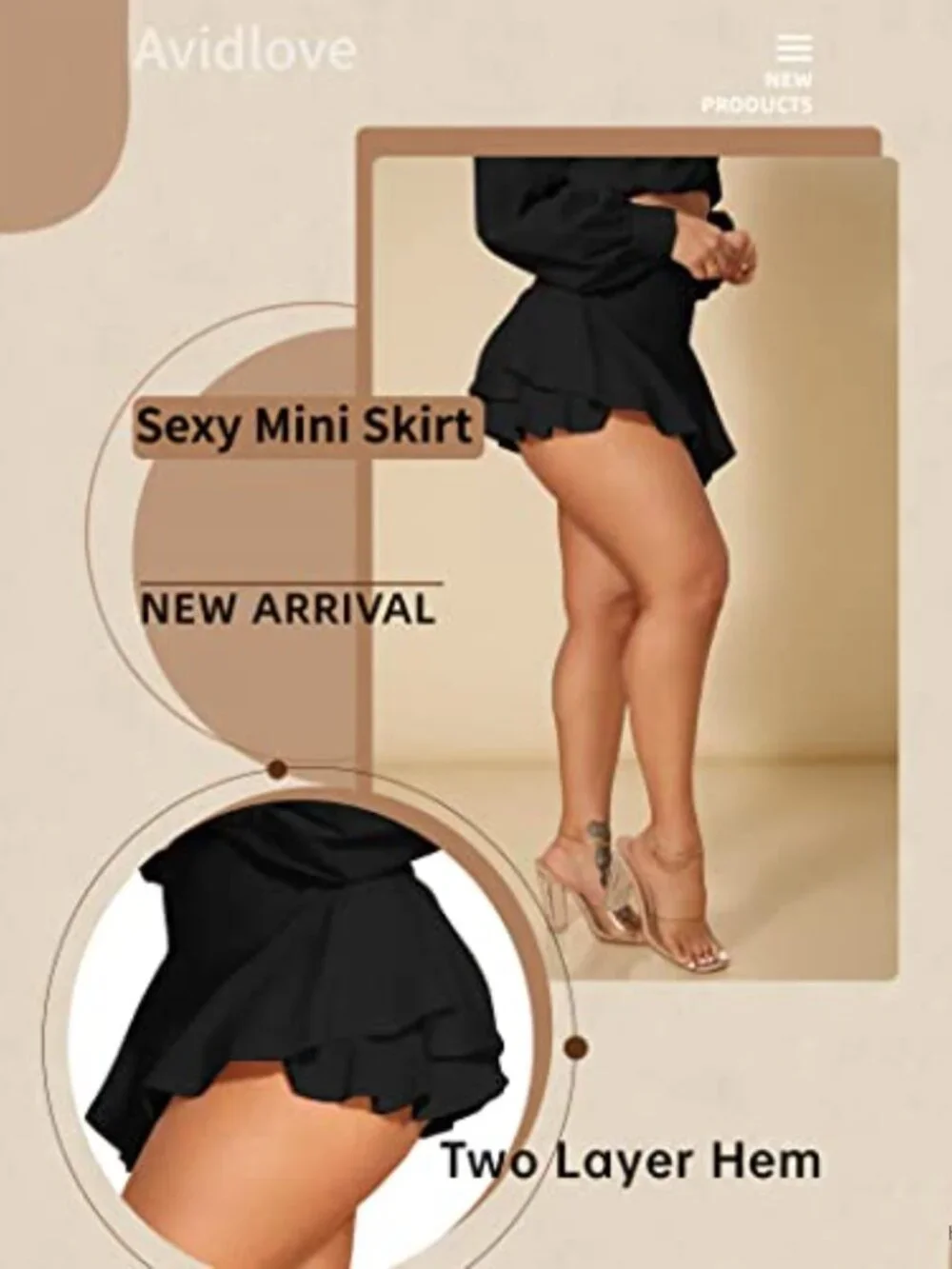 Womens Ruffle Tiered Mini Skirt High Waist A-Line Flowy Skirt